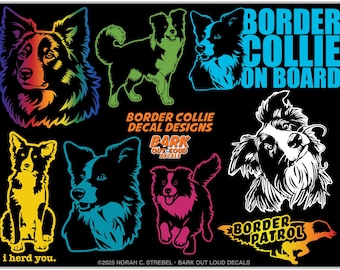 Border Collie Decals For Car, Laptop, Water Bottle - Waterproof Vinyl