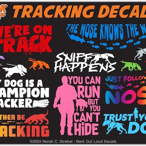 Tracking Dog Decals - Mantrailing, SAR For Car, Laptop, Water Bottle - Waterproof Vinyl
