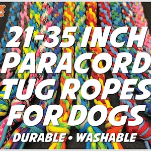 Long Rope Tugs for Dogs: 21-35 inches long rope tugs. Handmade Paracord Dog Rope Tugs. APPROVED for FEO Agility! Agility and Dog Sports Tug