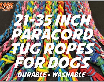 Long Rope Tugs for Dogs: 21-35 inches long rope tugs. Handmade Paracord Dog Rope Tugs. APPROVED for FEO Agility! Agility and Dog Sports Tug
