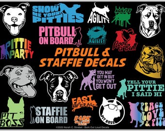 Pitbull and Staffie High-Quality Waterproof Vinyl Decals: American Staffordshire Terrier, American Pitbull Terrier, Staffordshire Terrier