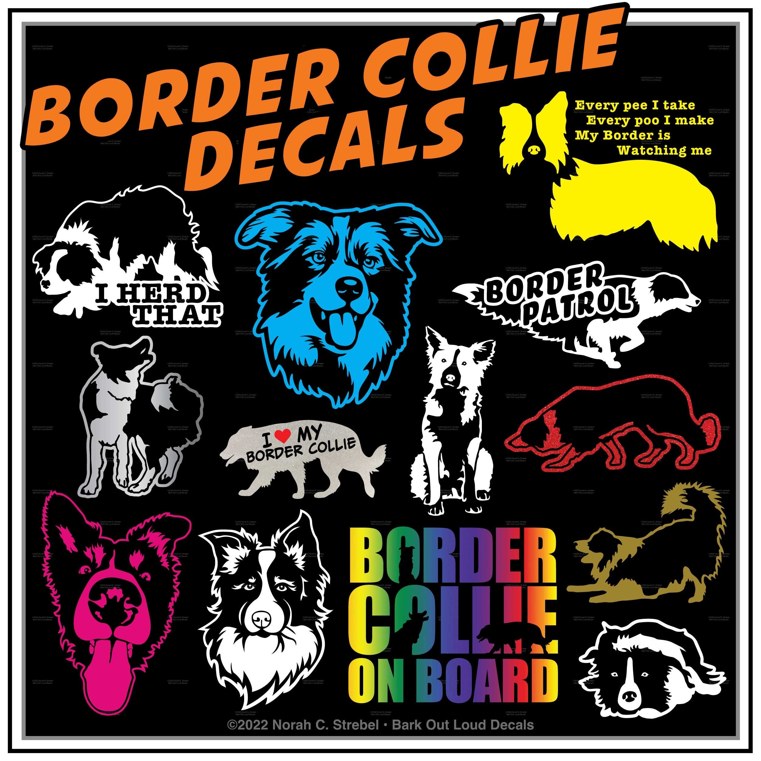 4in1 Border Collie Vinyl Sticker Border Collie Window Decal Funny Face  Waterproof Tractor Toys For Faces Skateboard Office Stickers - Temu