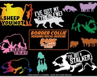 Border Collie HERDING Decals For Car, Laptop, Water Bottle - Waterproof Vinyl