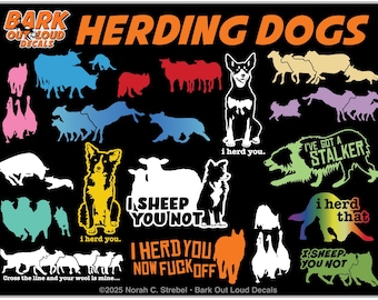 Herding Dog Sport Decals For Car, Laptop, Water Bottle - Waterproof Vinyl - Aussie, Heeler, Border Collie , Kelpie