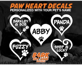 Paw & Heart Personalized Decals For Car, Laptop Water Bottle - Waterproof Vinyl