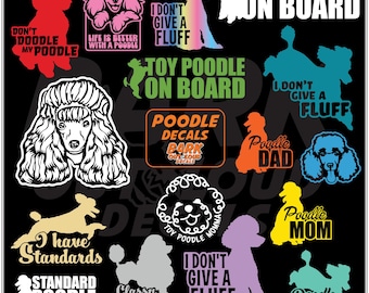 Poodle Decals For Car, Laptop, Water Bottle - Waterproof Vinyl
