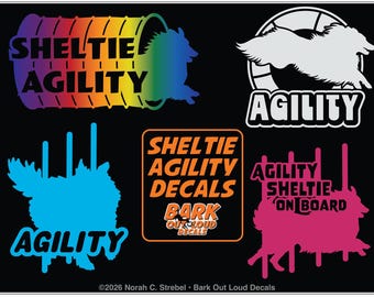 Shetland Sheepdog Agility Decals For Car, Laptop, Water Bottle - Waterproof Vinyl