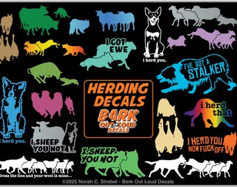 Herding Dog Sport Decals For Car, Laptop, Water Bottle - Waterproof Vinyl - Aussie, Heeler, Border Collie , Kelpie