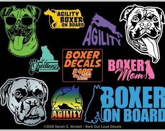 Boxer Decals For Car, Laptop, Water Bottle - Waterproof Vinyl
