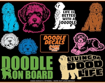 Doodle Decals: Goldendoodle, Labradoodle Poodle Mixes For Car, Laptop, Water Bottle - Waterproof Vinyl