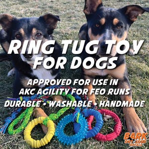 Ring Tug Toy For Dogs: Hand-braided 550lb Paracord Rope attached to a Bite Ring. Durable-Washable-Fun