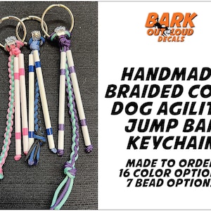 Handmade Dog Agility Keychain with Agility Jump Bars and a Metal Bead: dog agility, canine agility, keychain or zipper pull, cute gifts