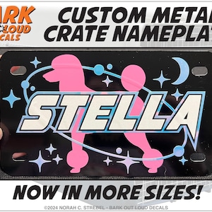 Custom Aluminum Kennel or Crate Nameplate: Pet Carrier ID Tag, Create ID Tag, Custom Design, Now in MORE sizes!