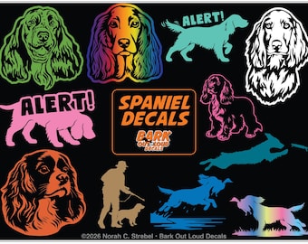 Spaniel Decals: Cocker, Cavalier, English Toy & more. For Car, Laptop, Water Bottle - Waterproof Vinyl
