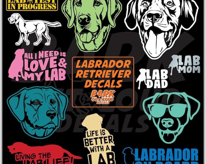 Featured listing image: Labrador Retriever Decals For Car, Laptop, Water Bottle - Waterproof Vinyl