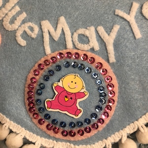 Vintage style Penny Rug Pink or Blue May Your Wish Come True Gender Reveal