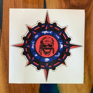 Wicked Waters Red White and Blue Compass Rose Sticker 9&quot;