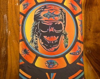 Wicked Waters Solar Neck Gaiter with our Compass Rose Skull and Fish Logo