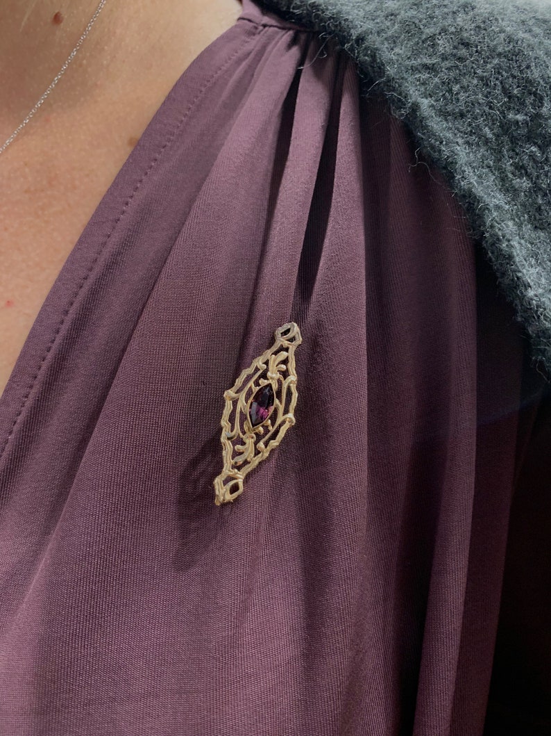 Antique Amethyst Baroque Brooch