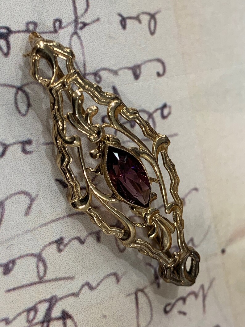Antique Amethyst Baroque Brooch