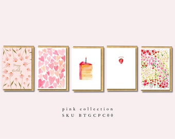 Pink Collection: Hand illustrierte Grußkarten