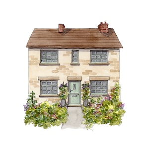 Custom House Portrait : une peinture illustrée d'une maison ou d'un bâtiment. Cadeau de pendaison de crémaillère personnalisé ou décoration d'intérieur sur mesure.