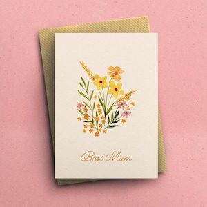 Tarjeta ilustrada con flores para el Día de la Madre con la mejor mamá