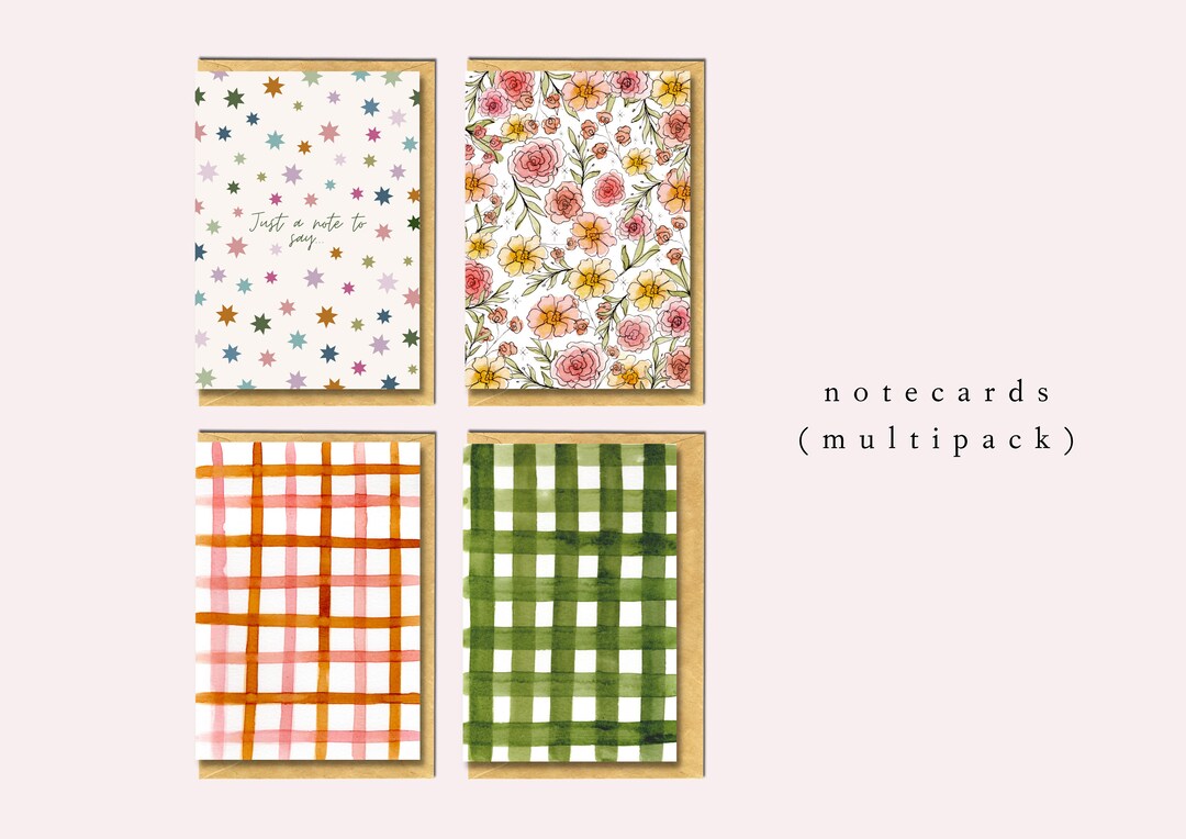 Note Card Designs Set Notecard Multipack - 4 Designs - Etsy