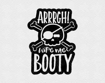 Pirate Baby SVG | Wipe Me Booty SVG | Silhouette & Cricut SVG Design File for Baby Bodysuit. Download Instantly Now!