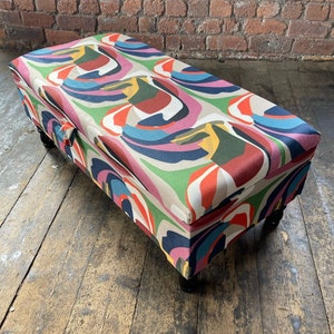 Handmade Velvet Ottoman Bench, Chesterfield Footstool, Multi-Coloured Storage Box