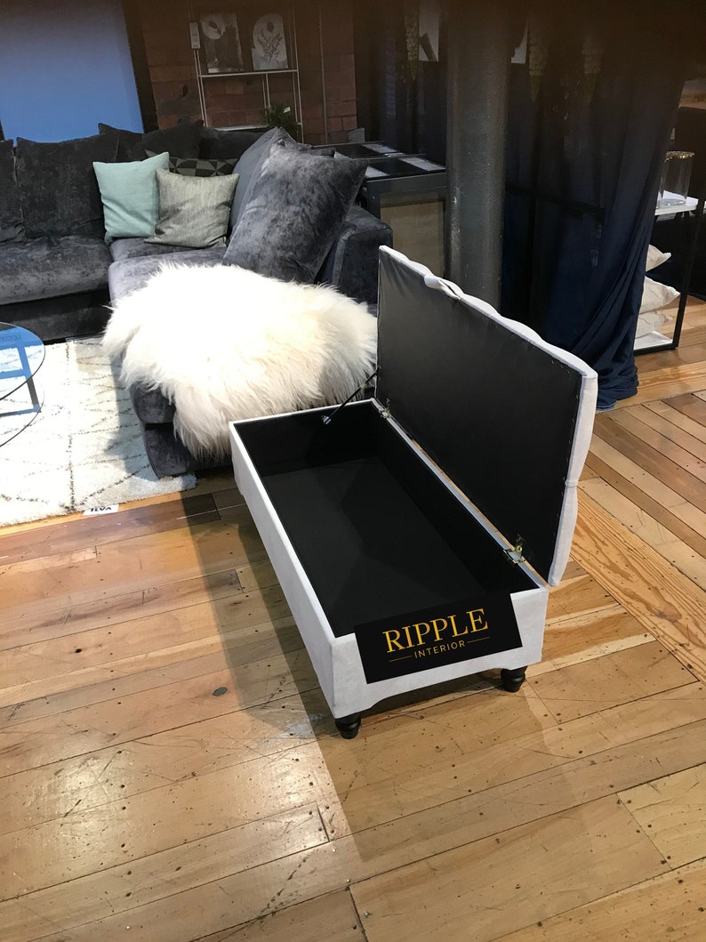 Storage Box Ottoman Upholstered in Natural Creamy WHITE Velvet Etsy UK