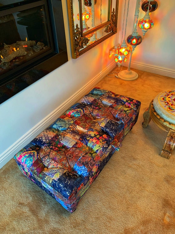 Living Room Storage Bench Upholstered Bench Handmade Coffee Table Ottoman Footstool Chesterfield Table Bench With Storage Etsy UK