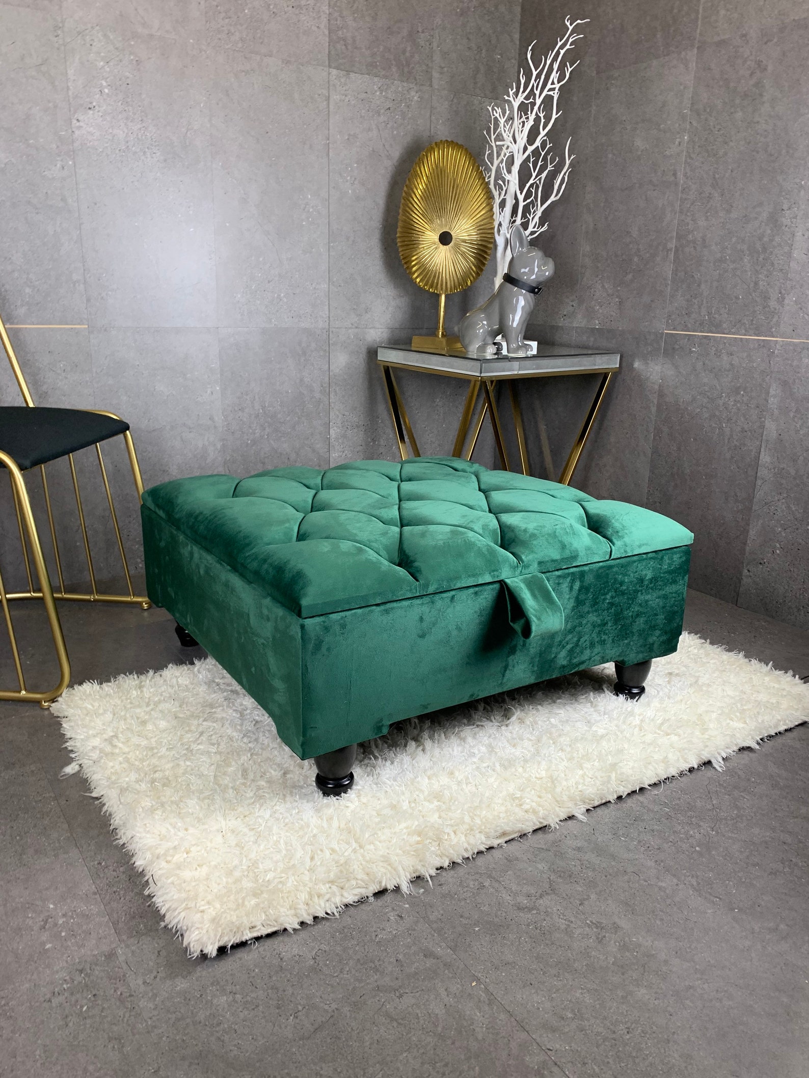 Almacenamiento de mesa de café diseño cuadrado chesterfield | Etsy