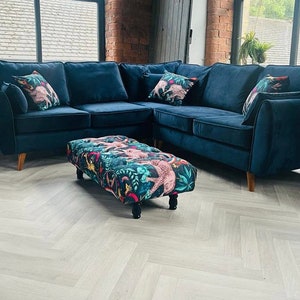 Blue suede corner sofa discount