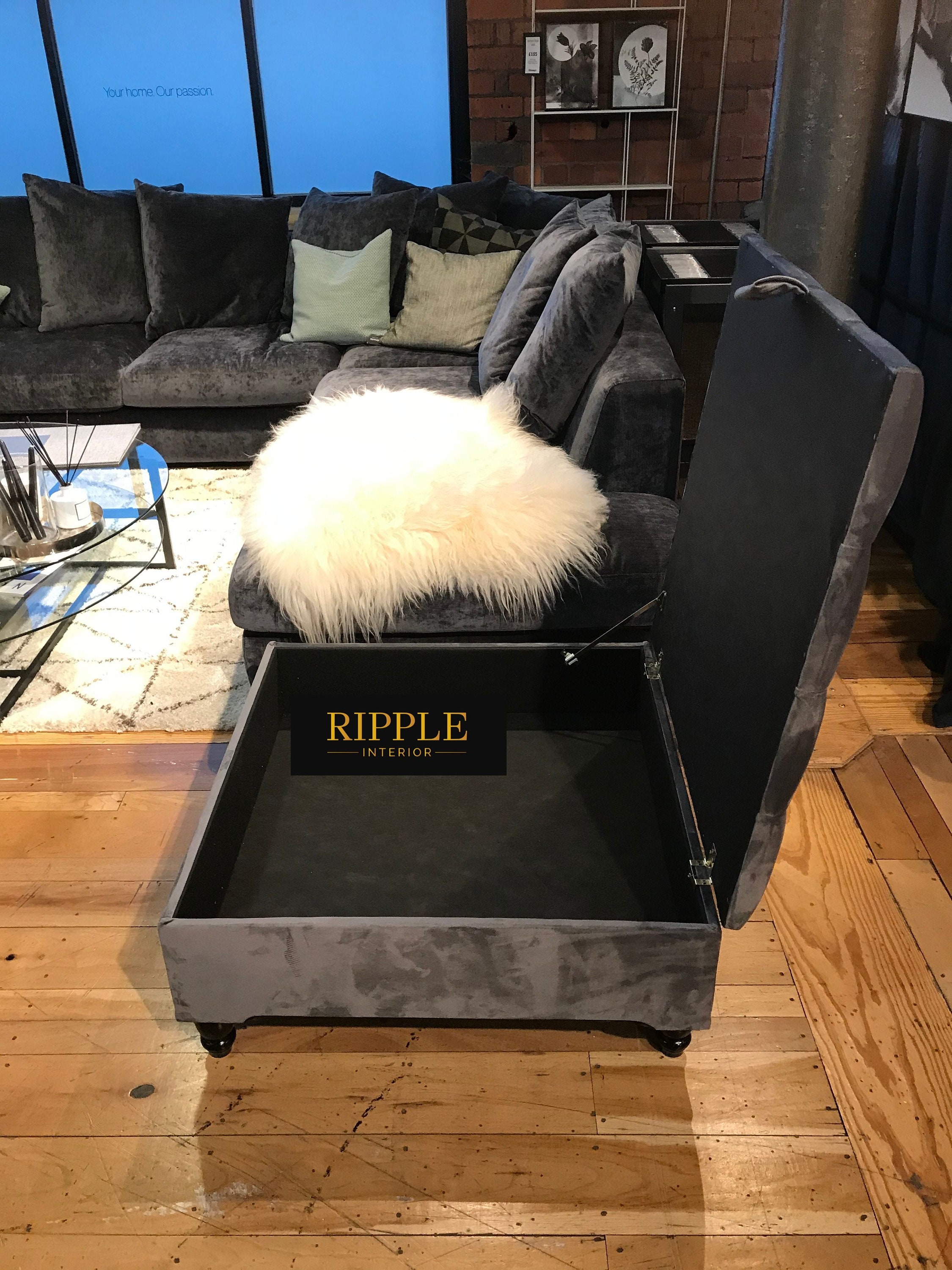 Chesterfield Coffee table upholstered in a bespoke GREY velvet Etsy