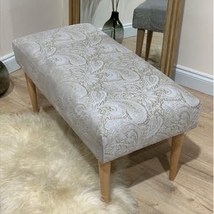 Handmade Champagne Ottoman Bench | Patterned Footstool Coffee Table
