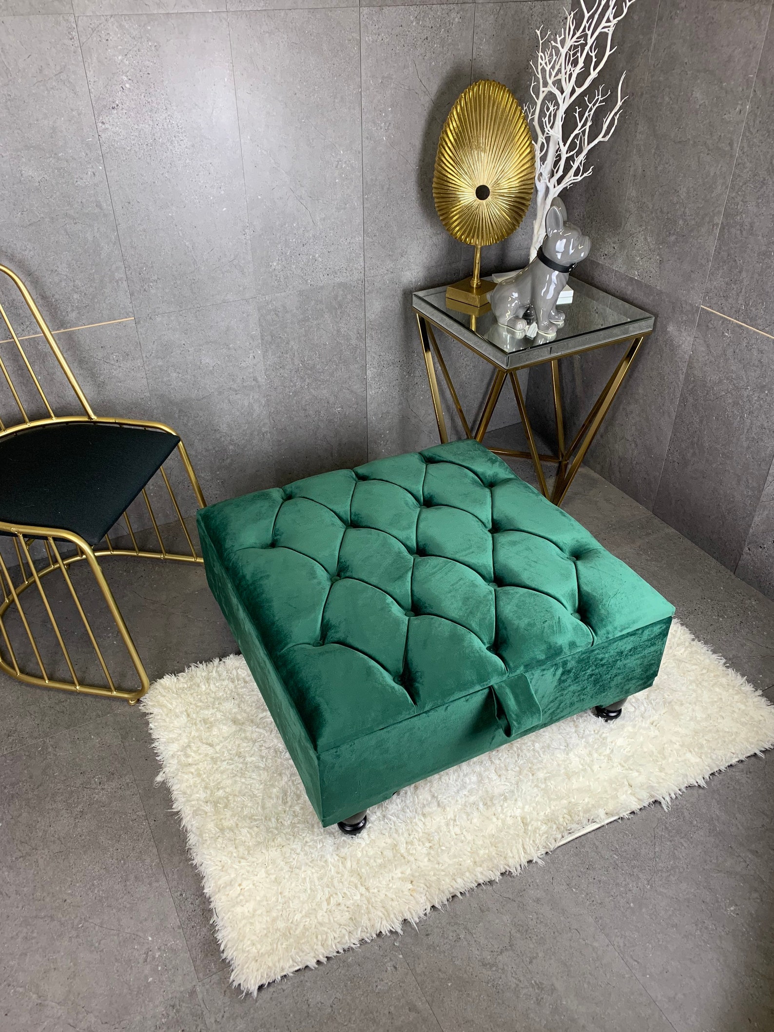 Almacenamiento de mesa de café diseño cuadrado chesterfield | Etsy