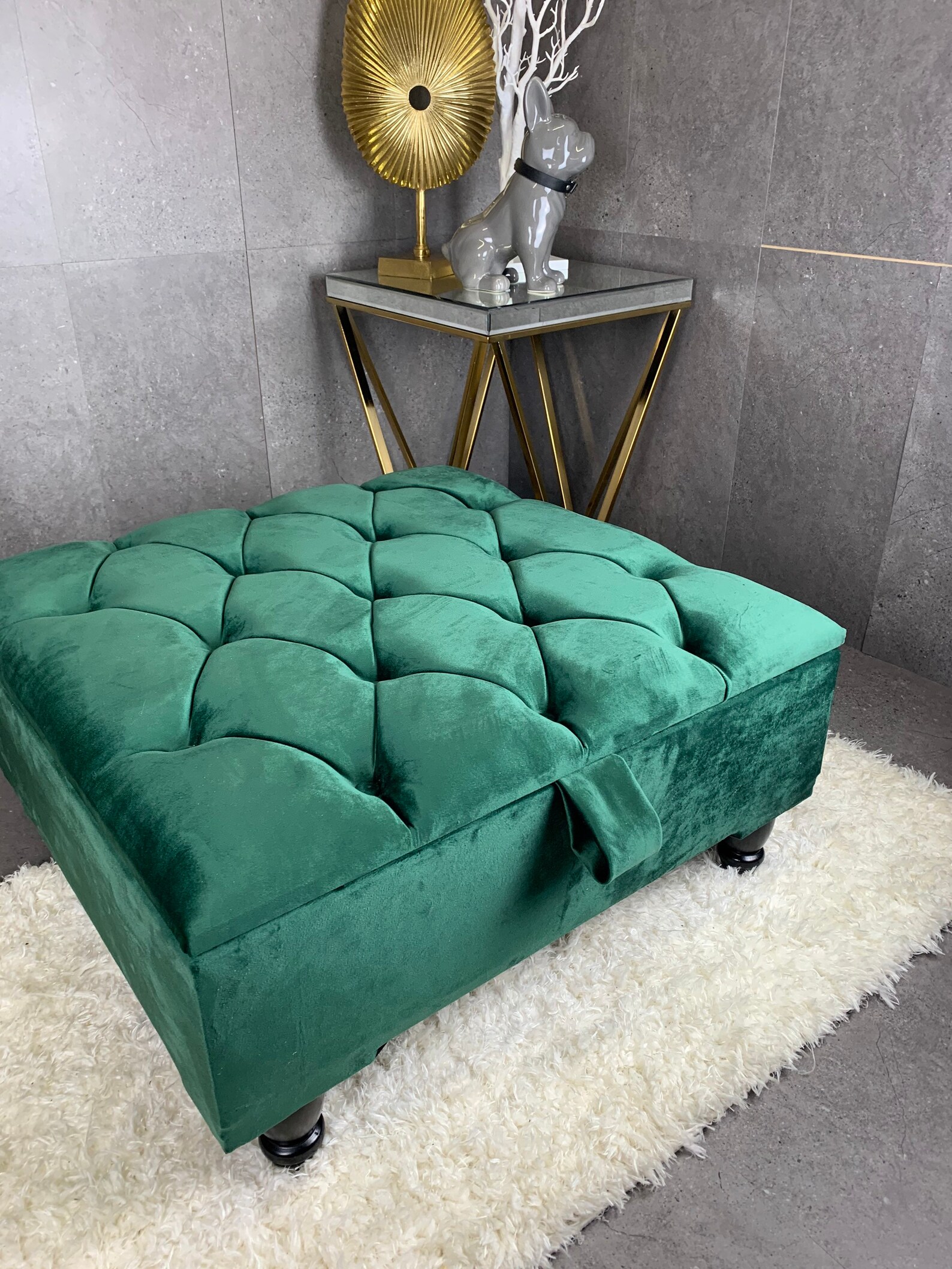 Almacenamiento de mesa de café diseño cuadrado chesterfield | Etsy