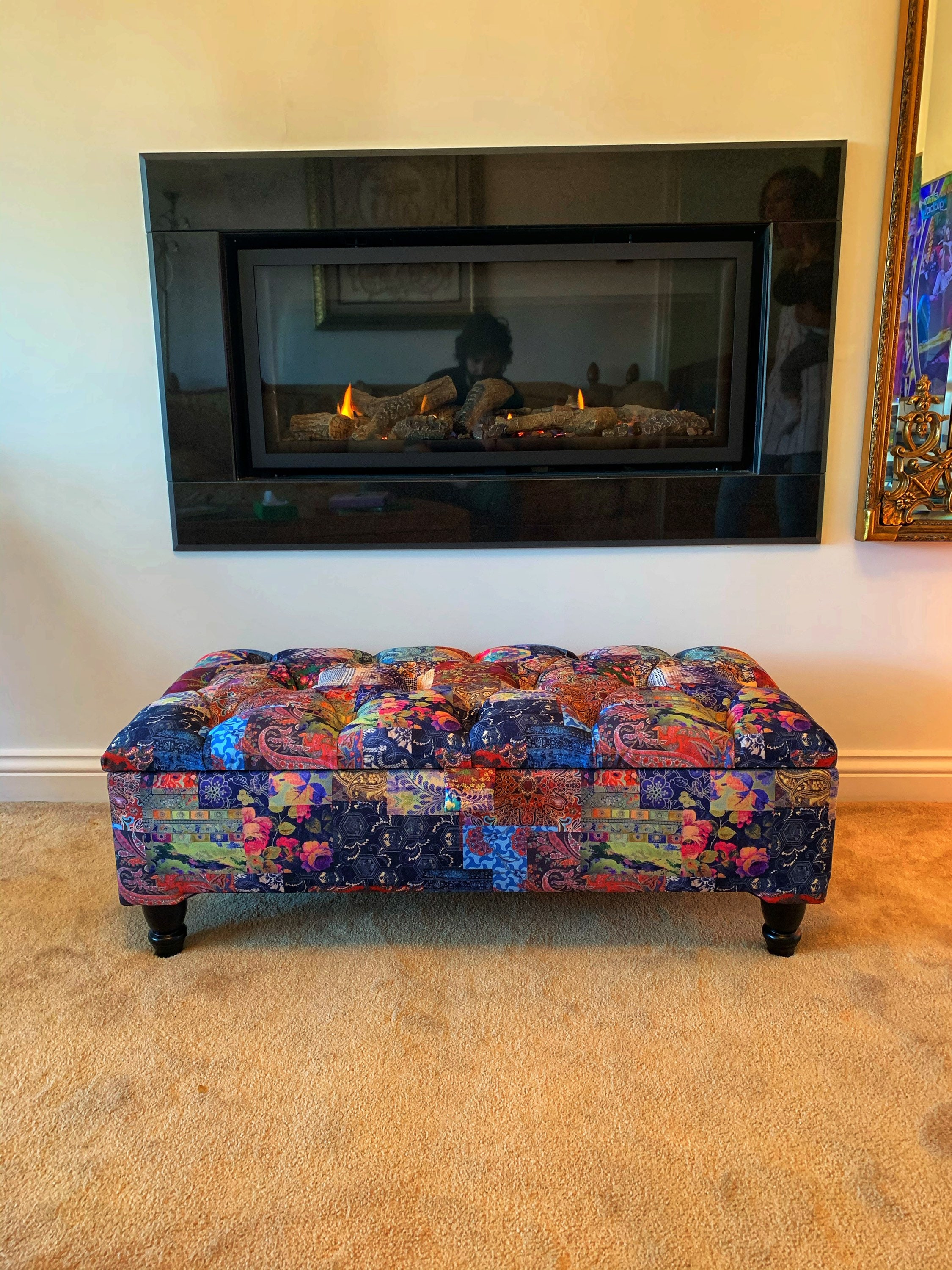 Living room ottoman storage bench Upholstered in a printed Etsy