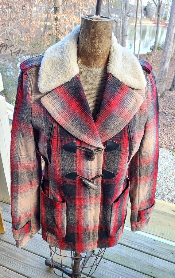 Vintage Style Wool Blanket Coat with Faux Shearlin