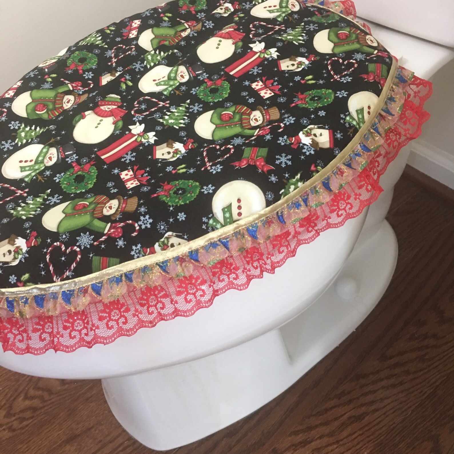 Christmas Toilet Seat Cover Christmas Bath Set Toilet Set Etsy