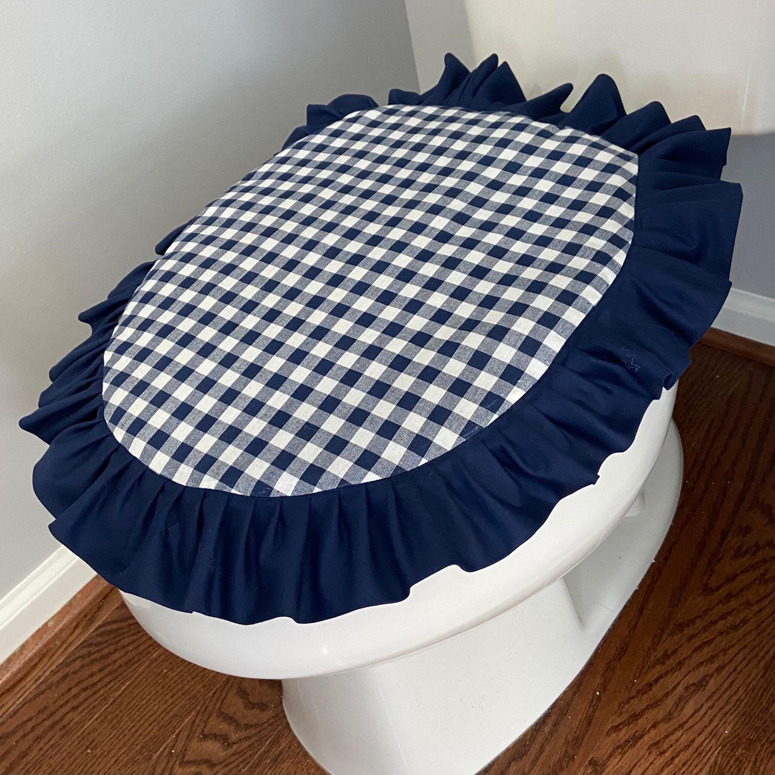 Navy Blue Buffalo check Toilet seat cover toilet paper cover Etsy.de