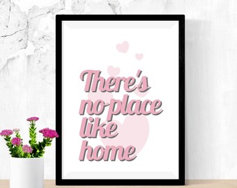 No Place Like Home Pink Wall Art Print