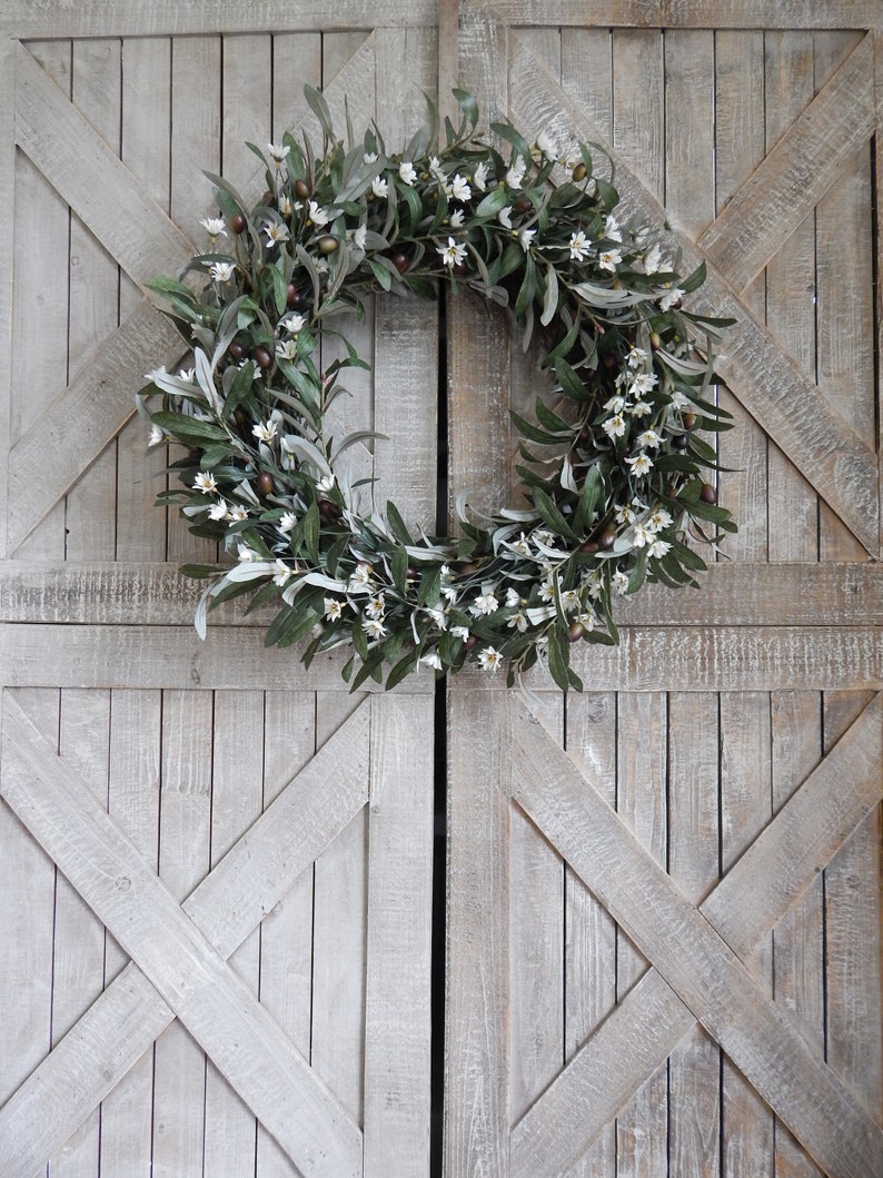 Olive Front Door Wreath Farmhouse Olive Branch Wreath Etsy