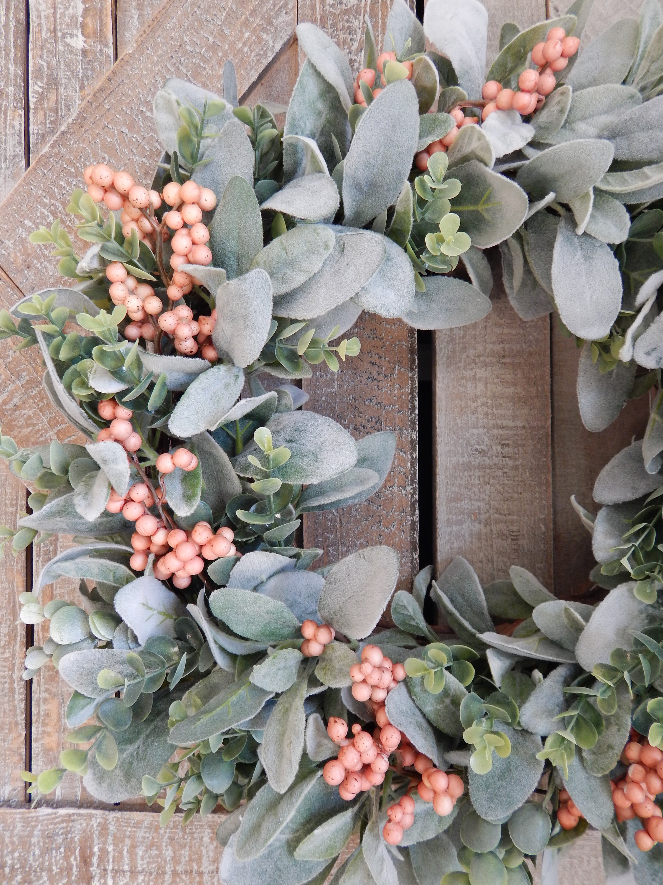 Spring Lambs Ear and Eucalyptus Wreath - Year-round Front Door Wreath ...