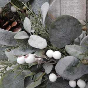 Winter Lambs Ear Wreath for Front Door, Eucalyptus and Cedar Christmas ...