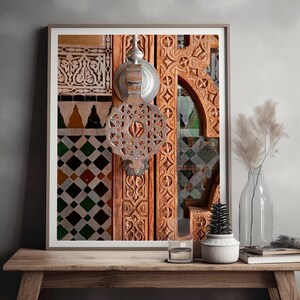 Porta in legno marocchina | Arte geometrica islamica | Intaglio tradizionale moresco | Arredamento per la casa andaluso | Download digitale