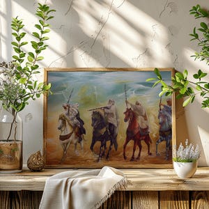 Dipinto marocchino Tbourida | Delizia equestre | Arte dei cavalieri arabi | Download immediato