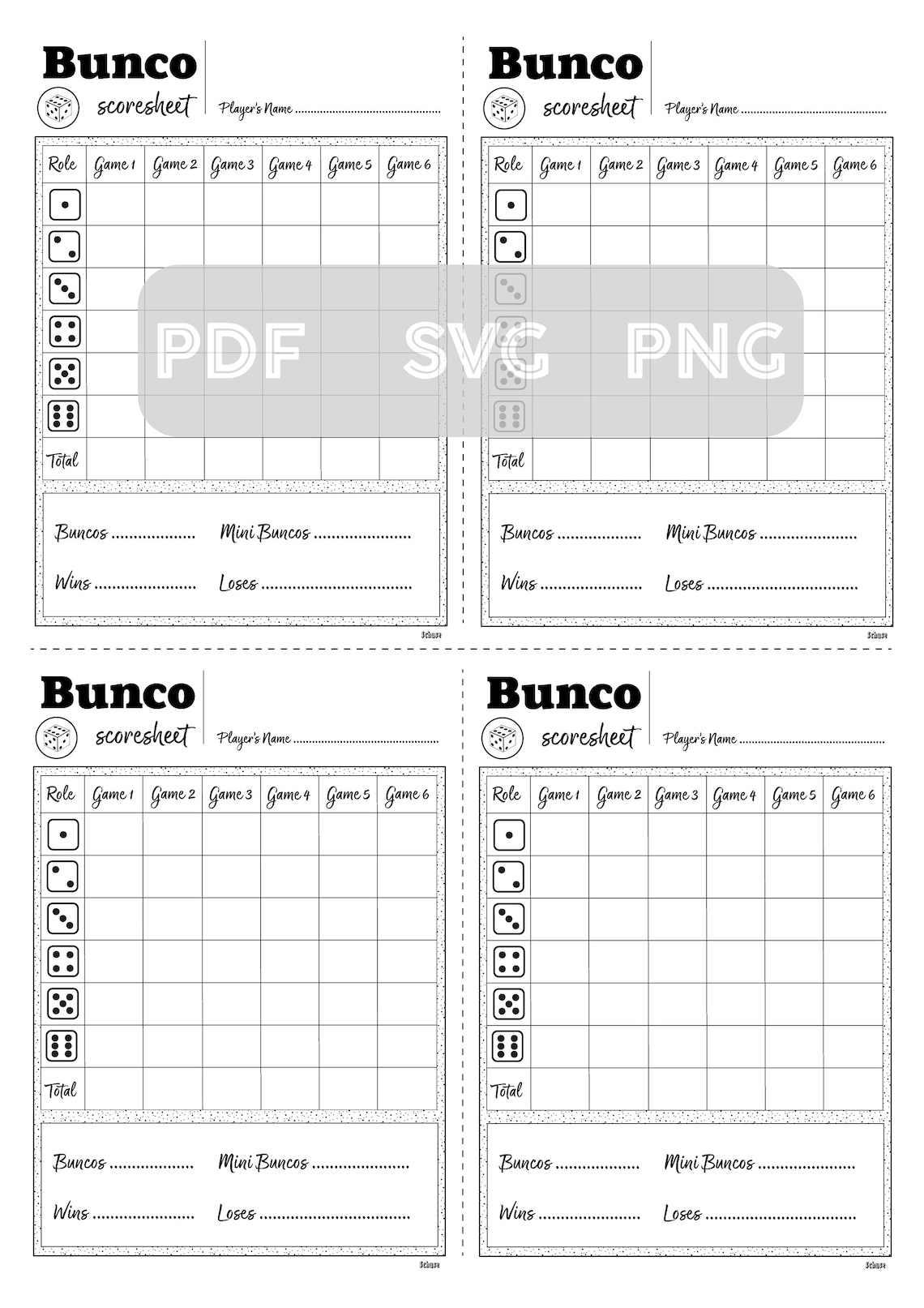 Bunco - Printable, Downloadable A4 Scoresheet - Etsy