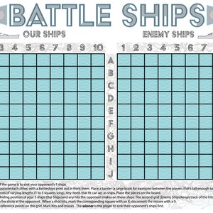Battleships Printable tabletop game